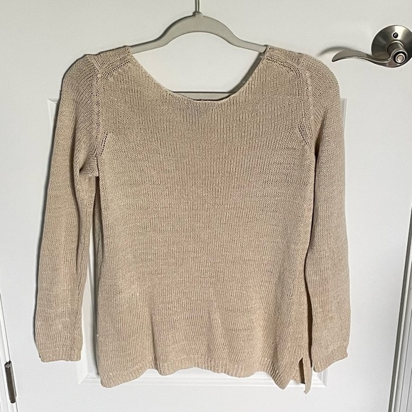 Vince Tan Knit Side Slit Crewneck Sweater - 35935 - Picture 3 of 16